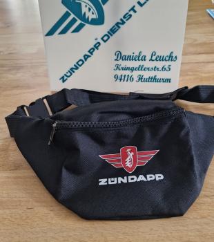 Zündapp Motorrad Bauchtasche mit 2 Fächern , Robustes Gewebe , mit Flügel und Schriftzug
